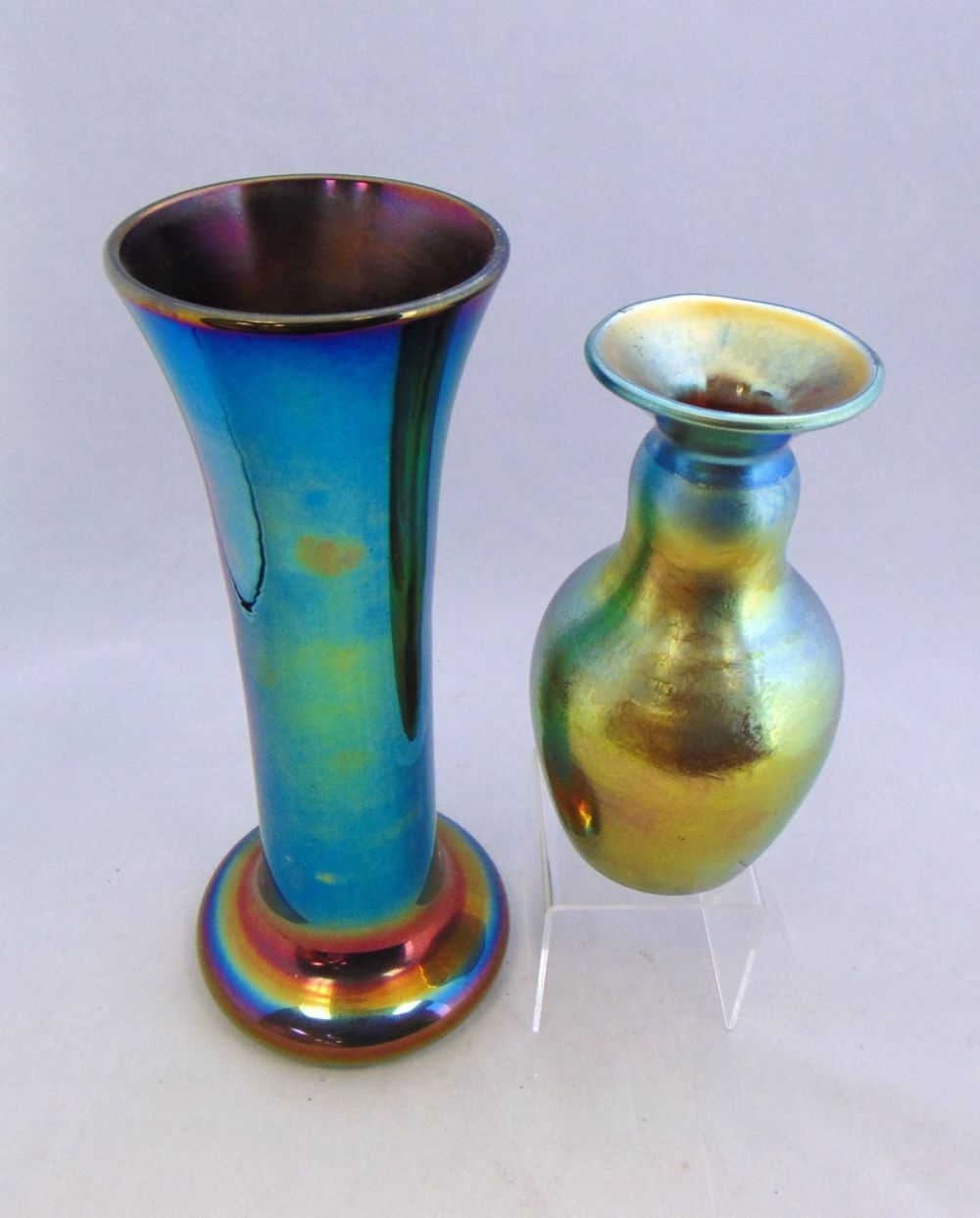 Lot 398: Two iridescent art glass items