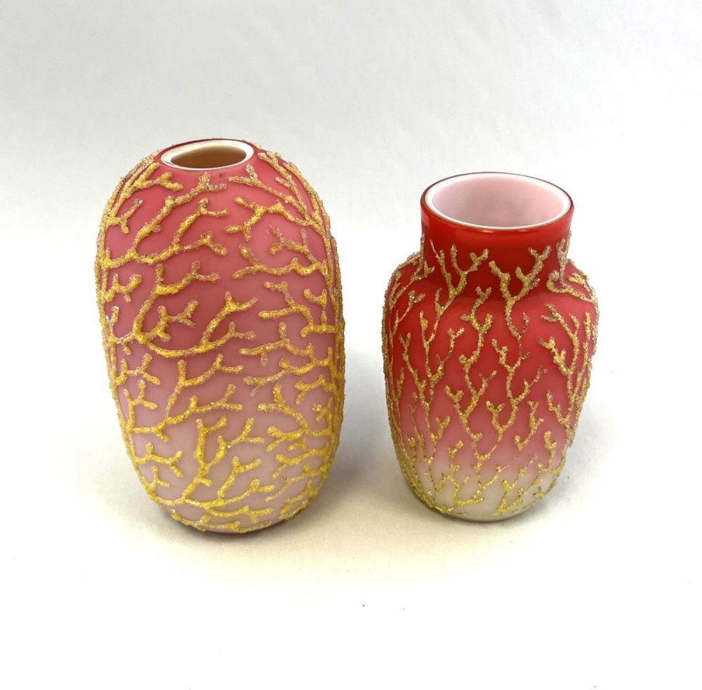 Lot 223: Two Coraline MOP glass vases