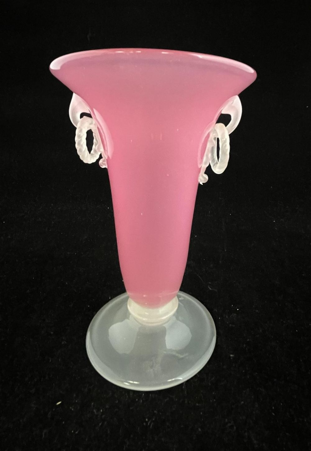 Lot 157: Steuben Rosaline two handle vase