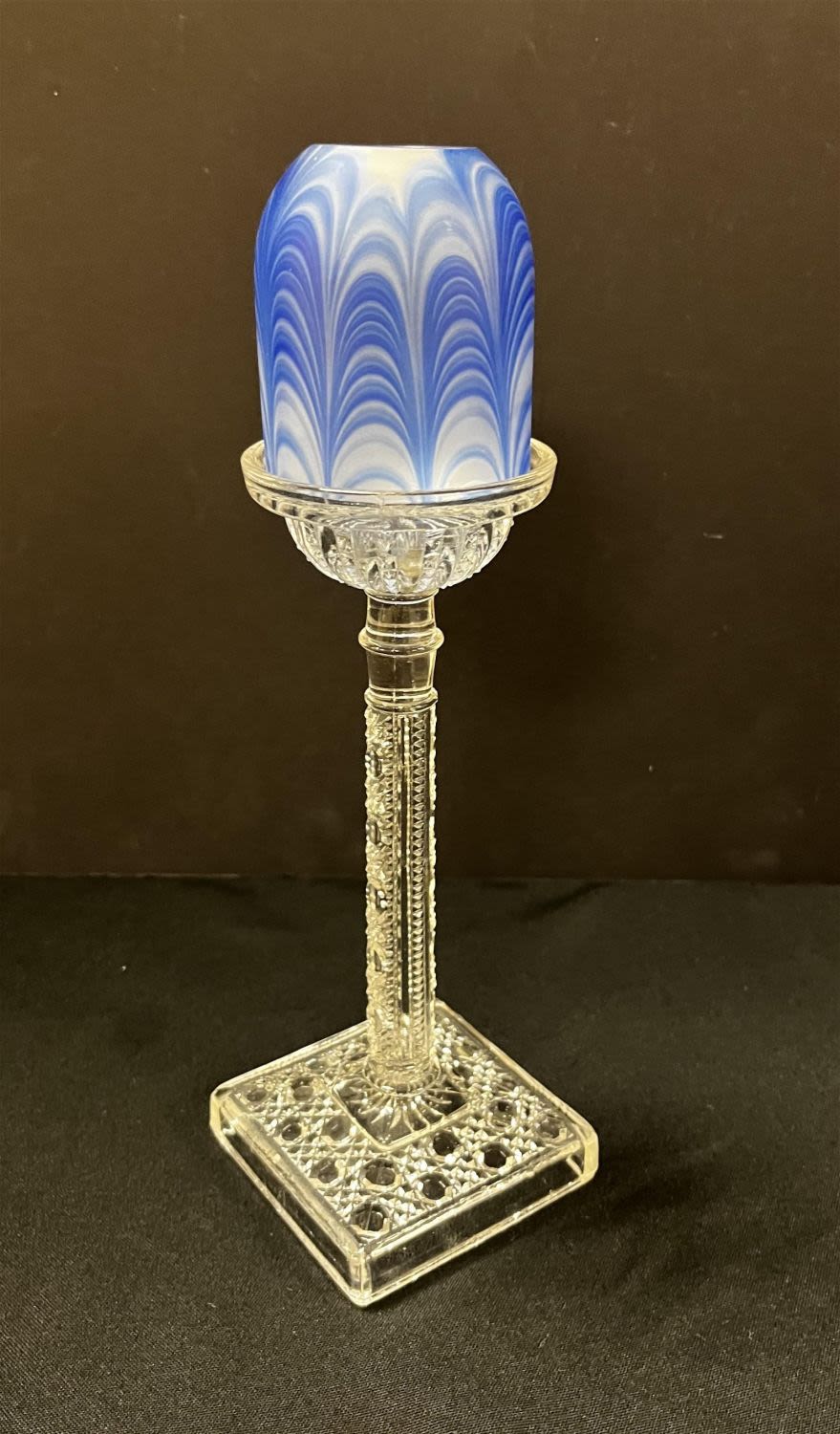 Lot 173: Blue Nailse pedestal fairy lamp