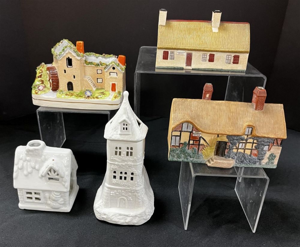 Lot 178: Five porcelain fairy lamps