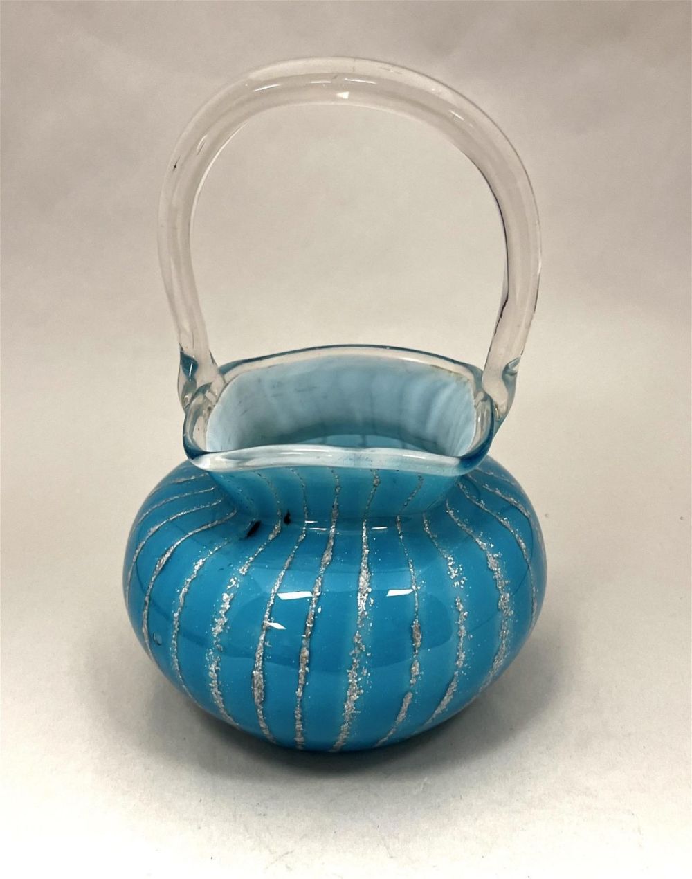 Lot 211: Blue Satin glass aventurine basket