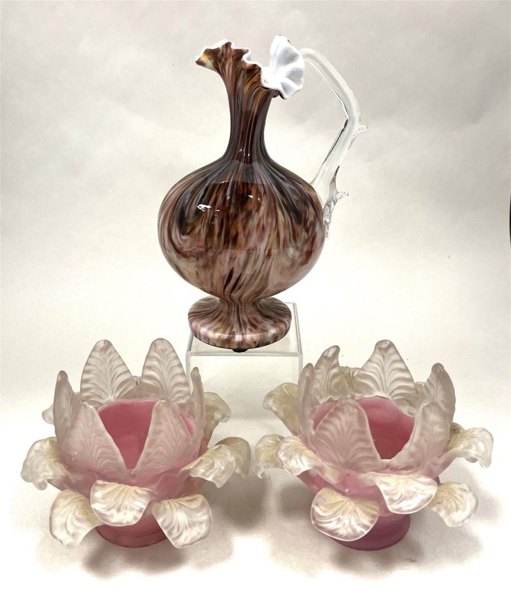 Lot 214: Three piece grouping of satin glass