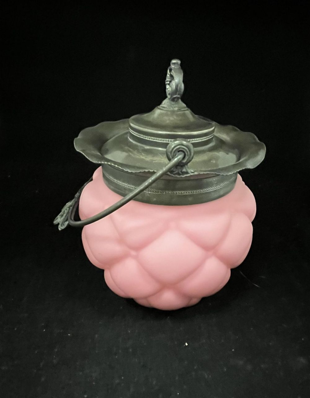 Lot 218: Pink satin Florette glass cracker jar