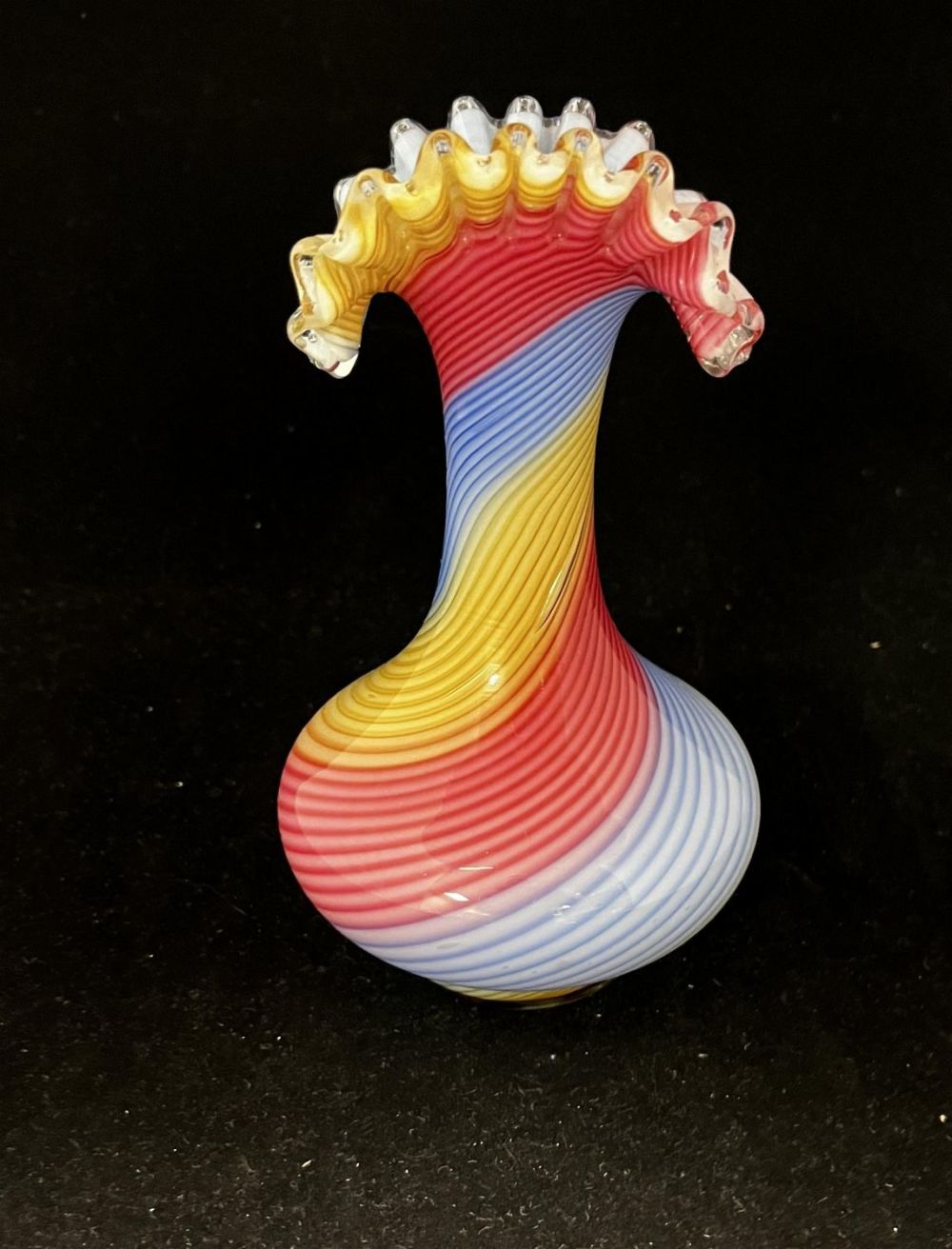 Lot 223: Rainbow satin glass vase