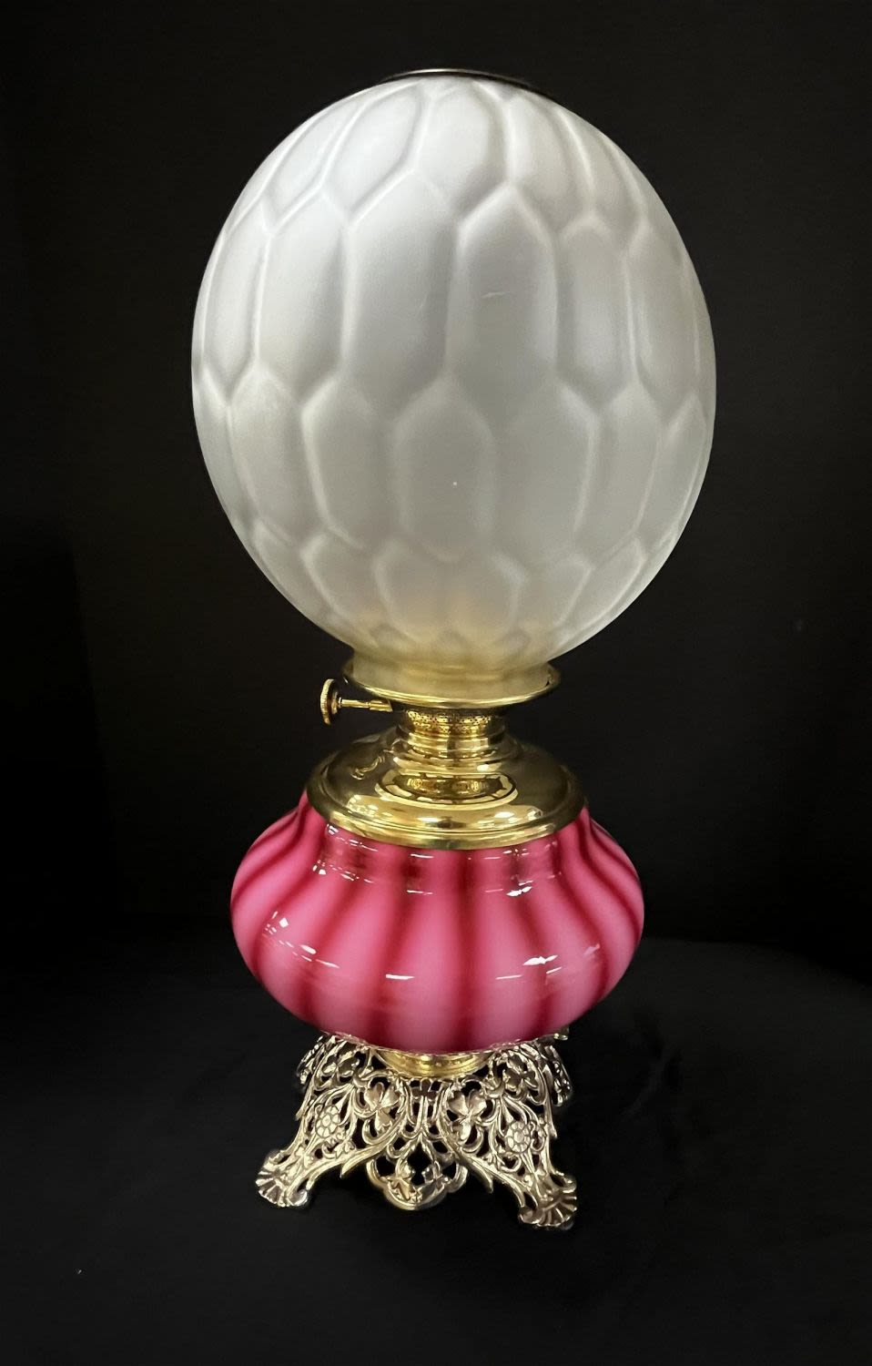 Lot 238: New England Plated Amberina lamp