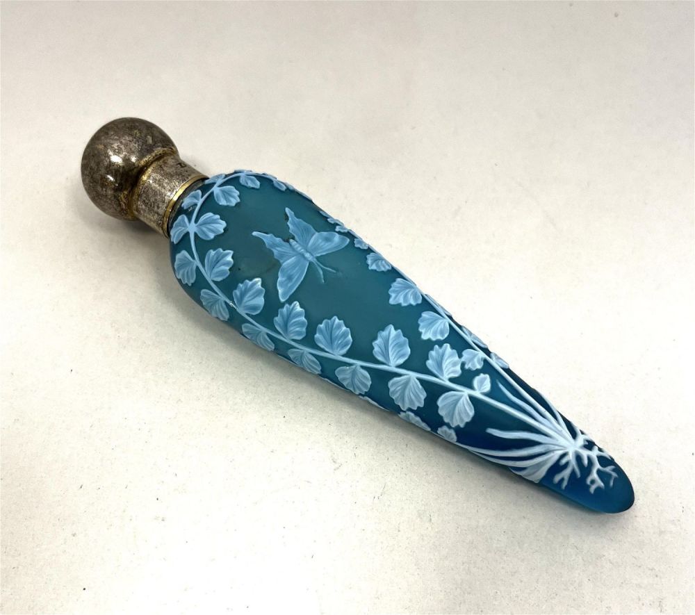 Lot 318: Webb blue cameo glass perfume