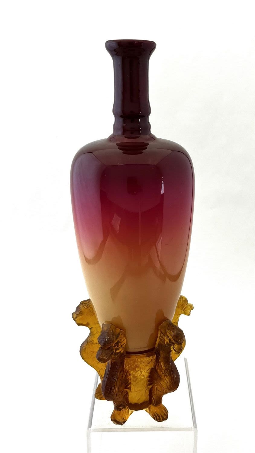 Lot 330: Wheeling Peachblow Morgan glass vase