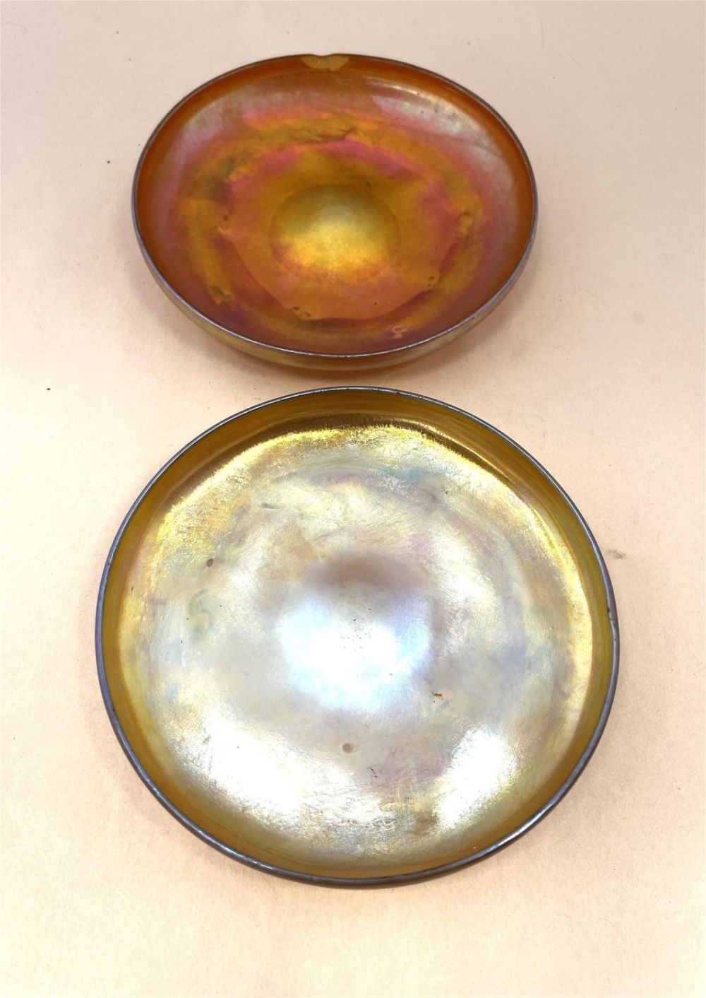 Lot 344: Two Tiffany Gold Favrile dishes