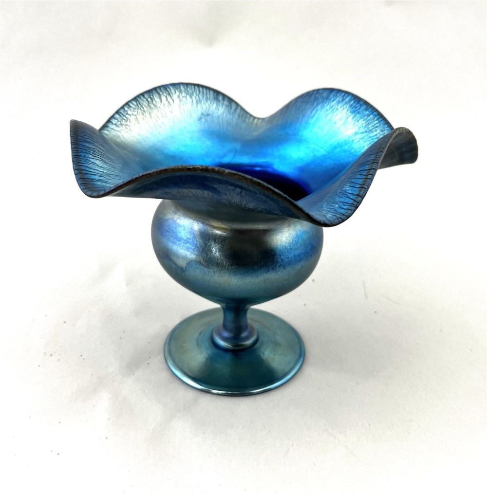 Lot 359: Tiffany Blue Favrile flower form vase