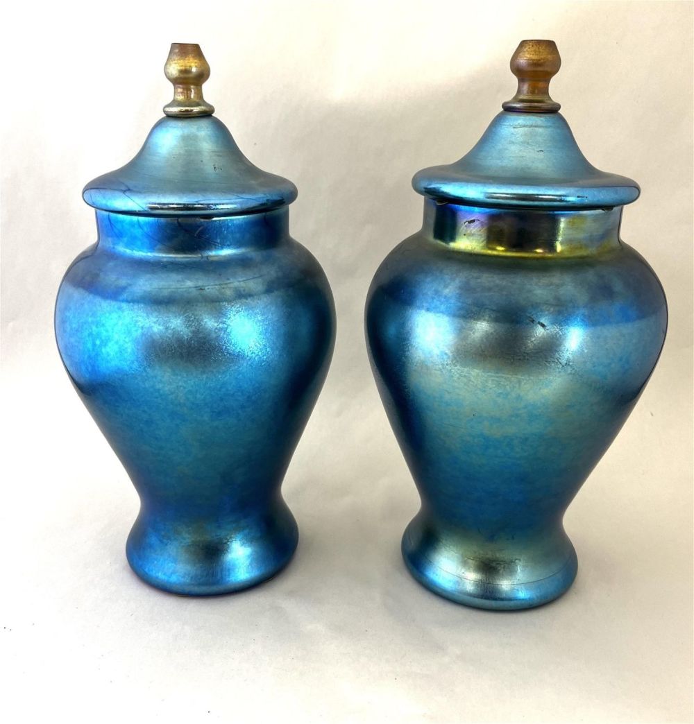 Lot 384: Pair of Durand covered jars