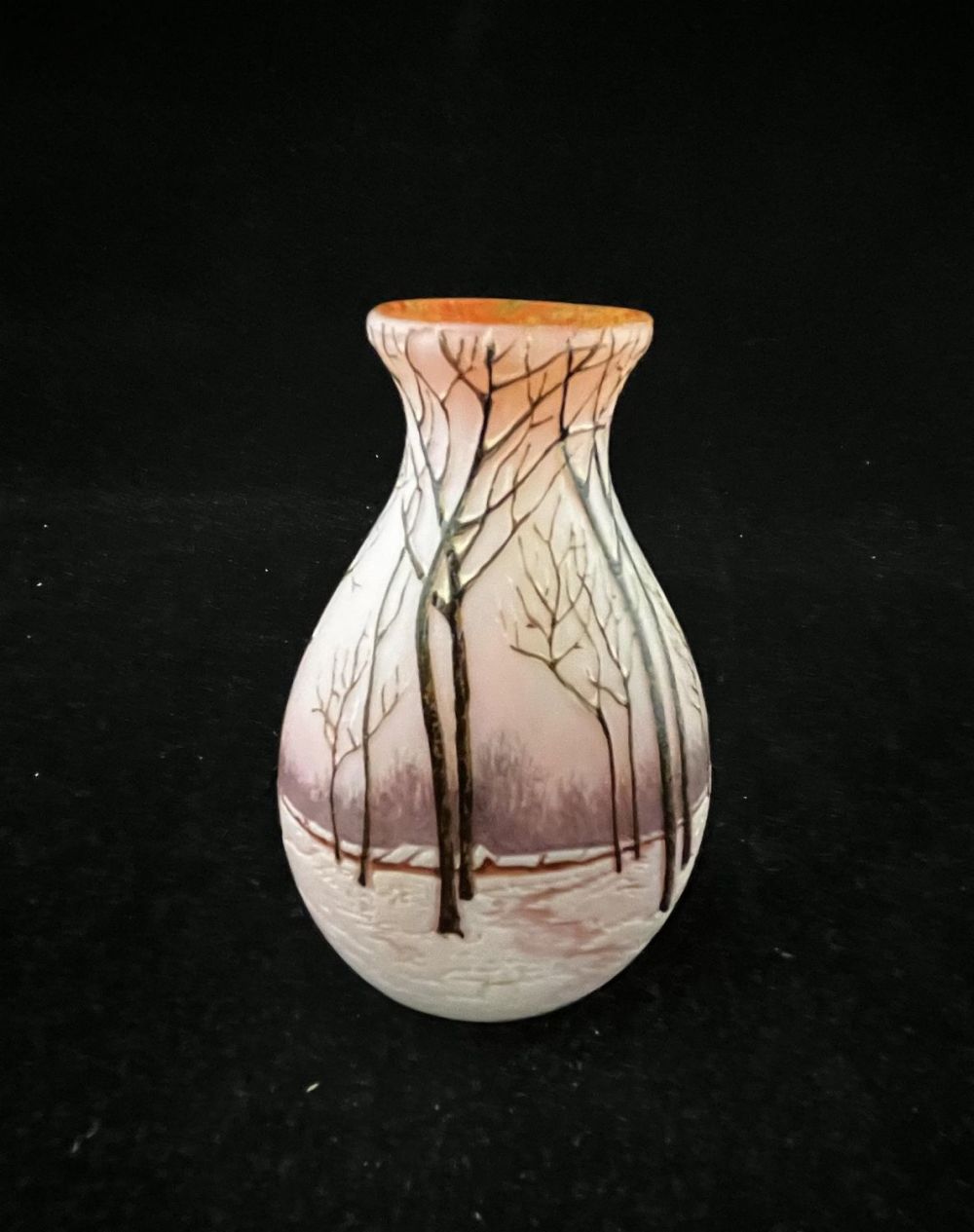 Lot 389: Legras Winter scene cameo vase