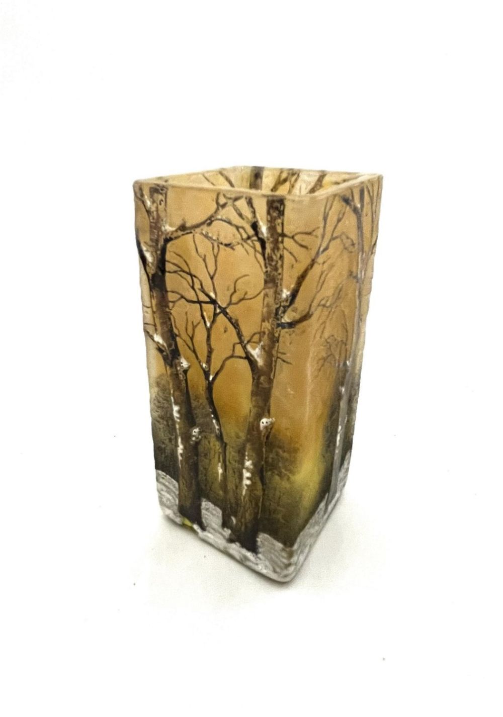Lot 391: Daum Nancy Winter scene glass vase