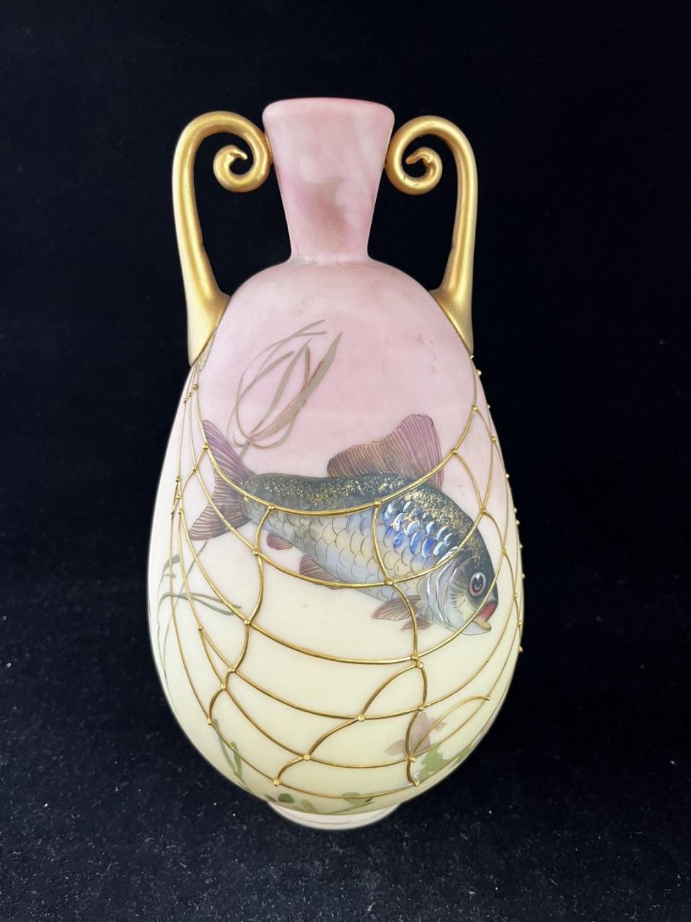 Lot 200: Mt Washington decorated Burmese vase