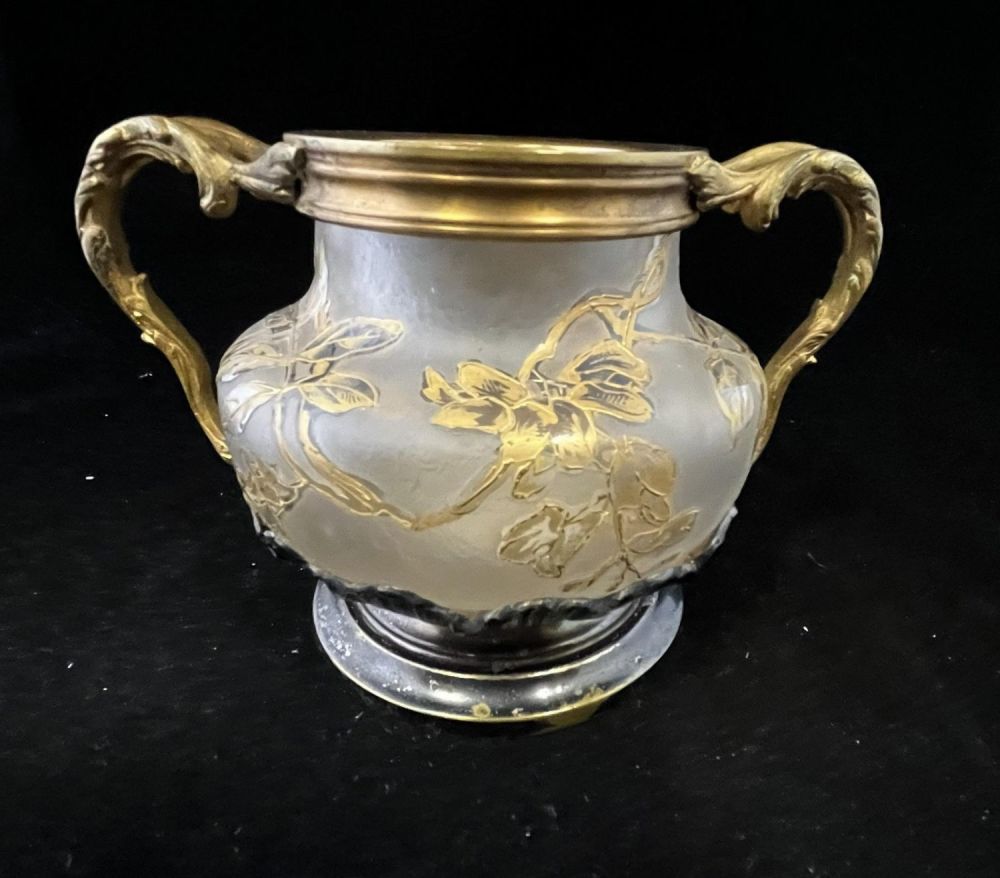 Lot 369: Daum Nancy glass and metal vase