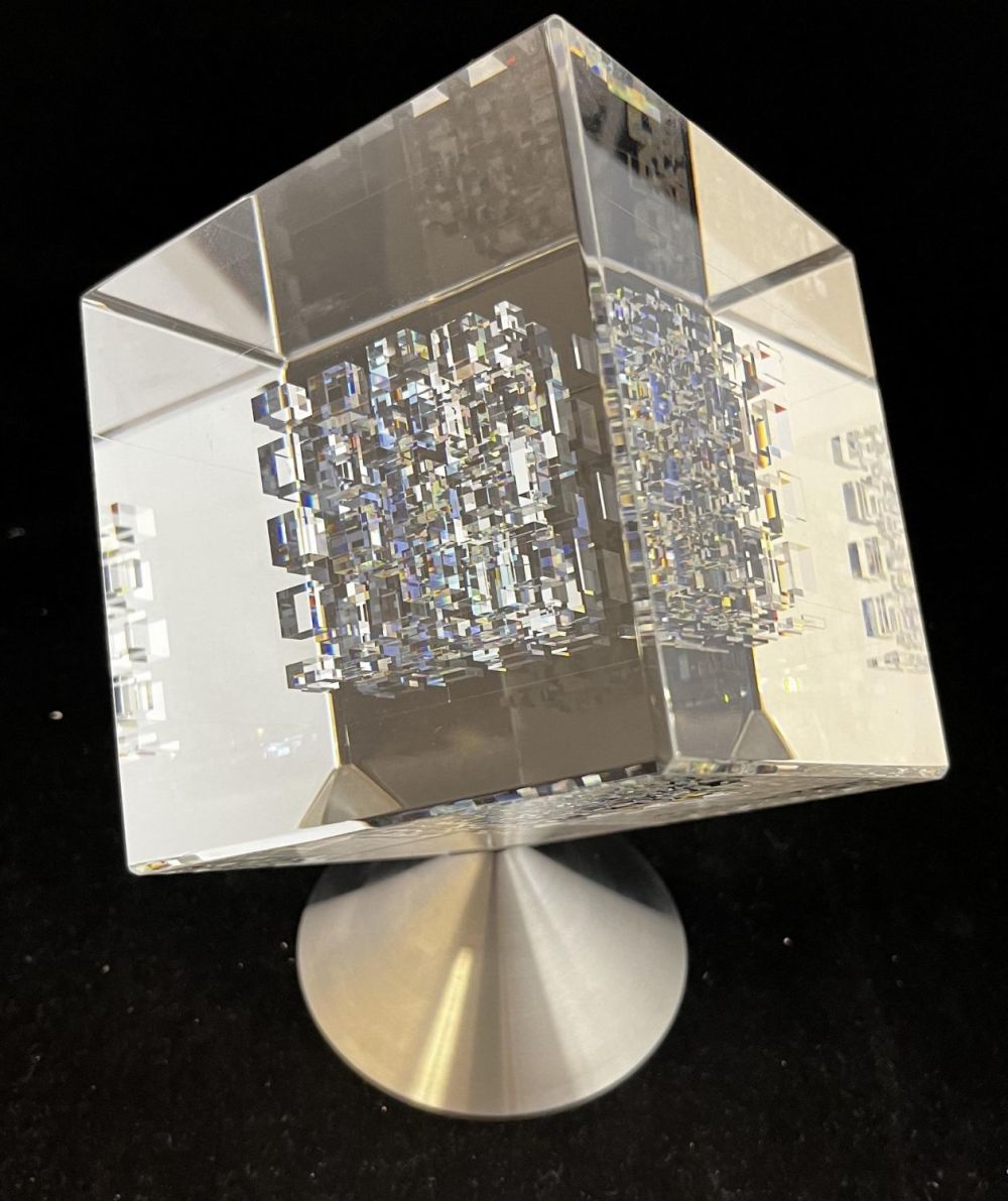Lot 428: John Kuhn art glass cube