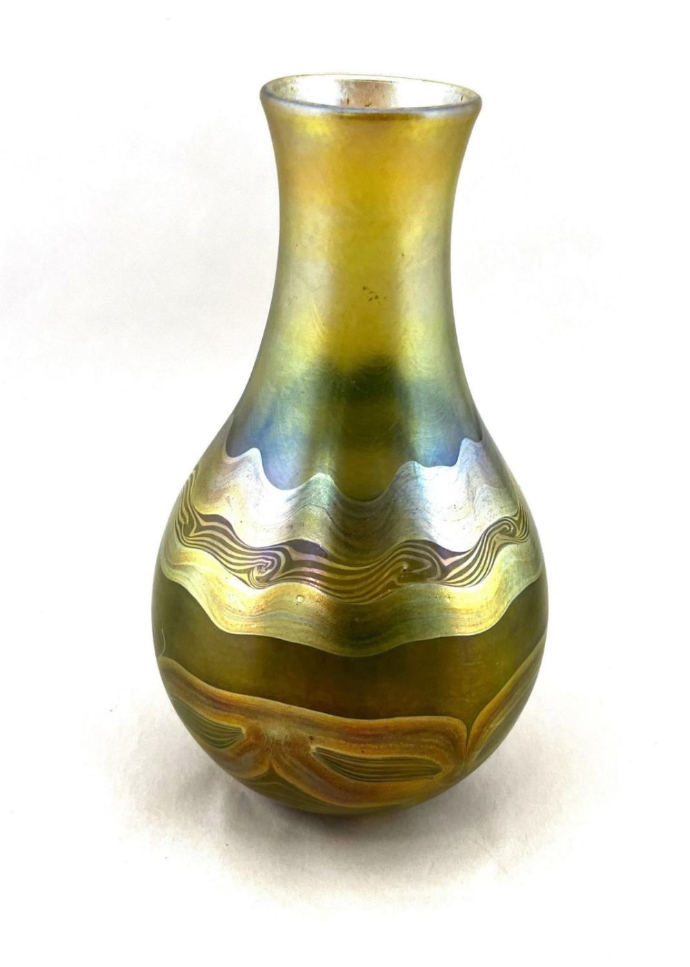 Lot 221: Tiffany Favrile decorated glass vase