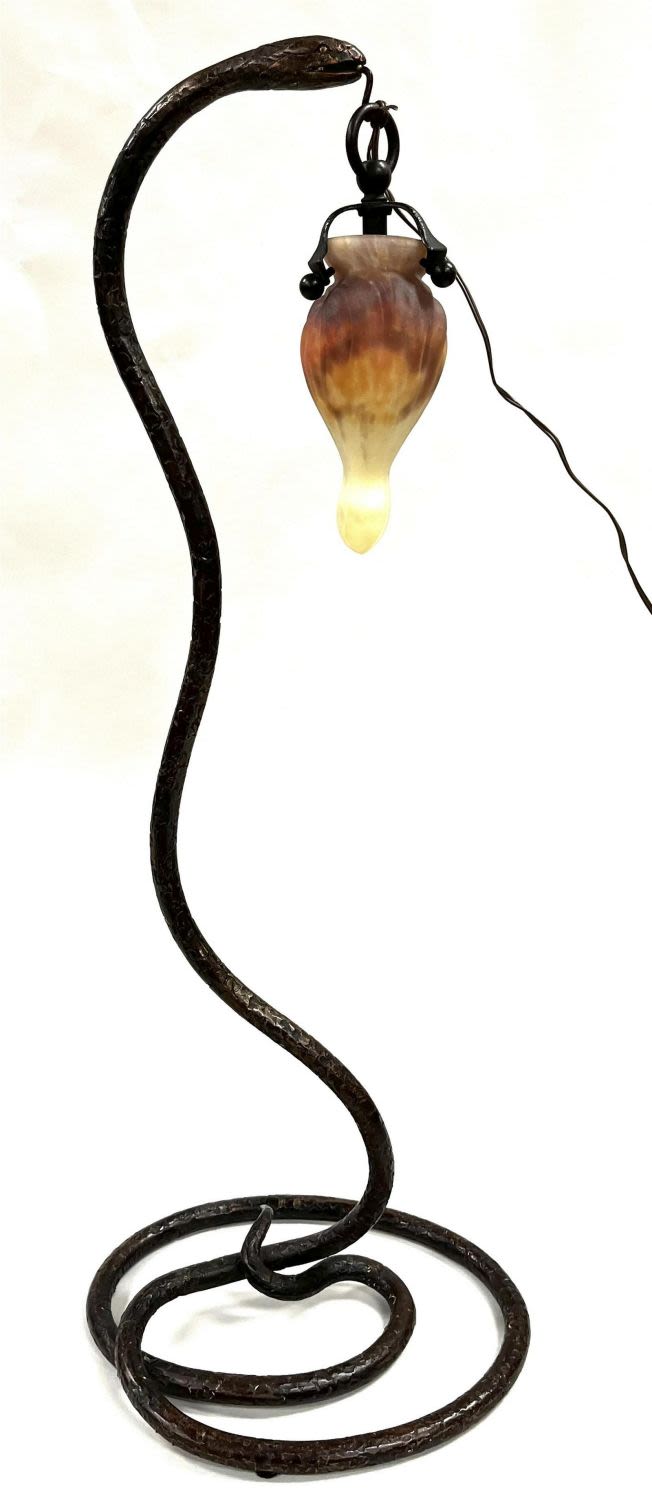 Lot 313: Edgar Brandt and Galle lamp