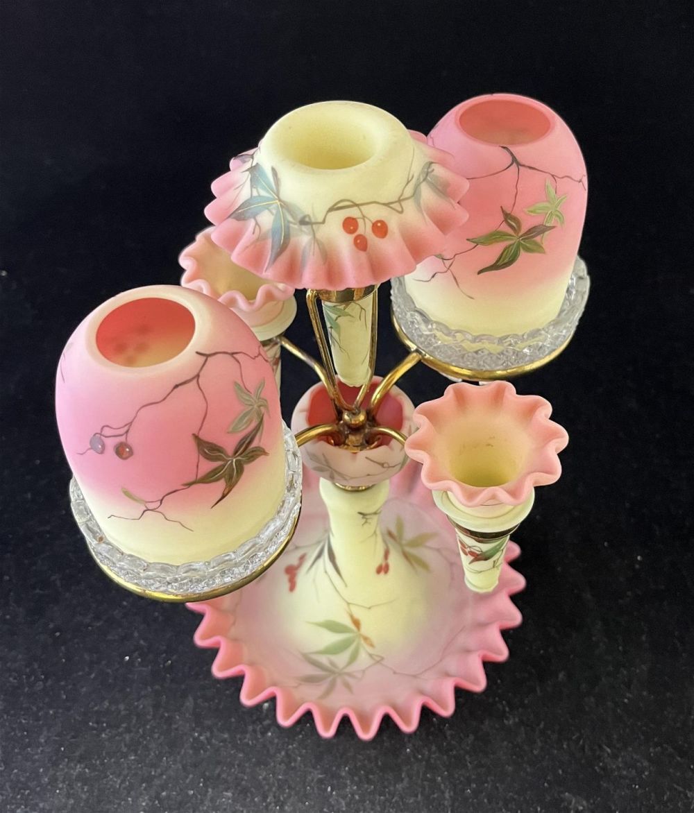 Lot 170: Webb Burmese glass Epergne