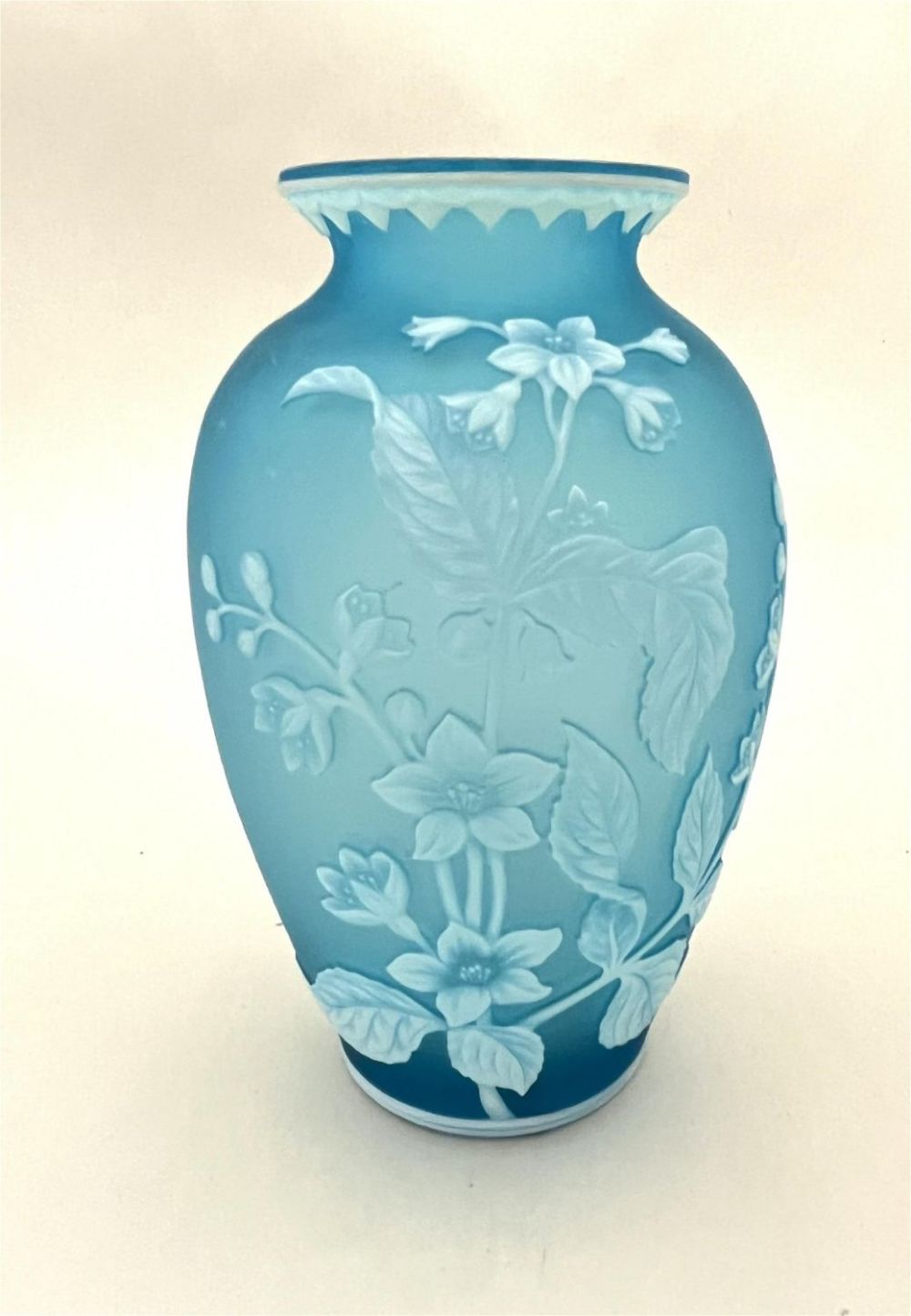 Lot 179: Webb Prussian Blue cameo vase