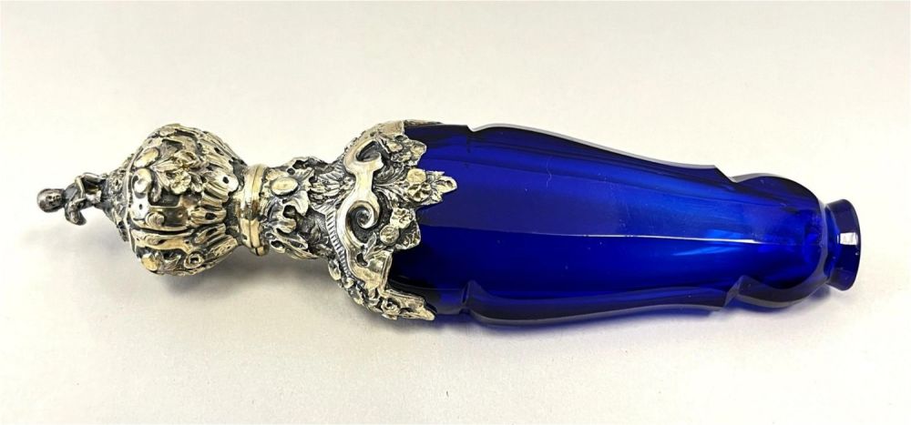 Lot 192: Cobalt blue perfume bottle circa 1860