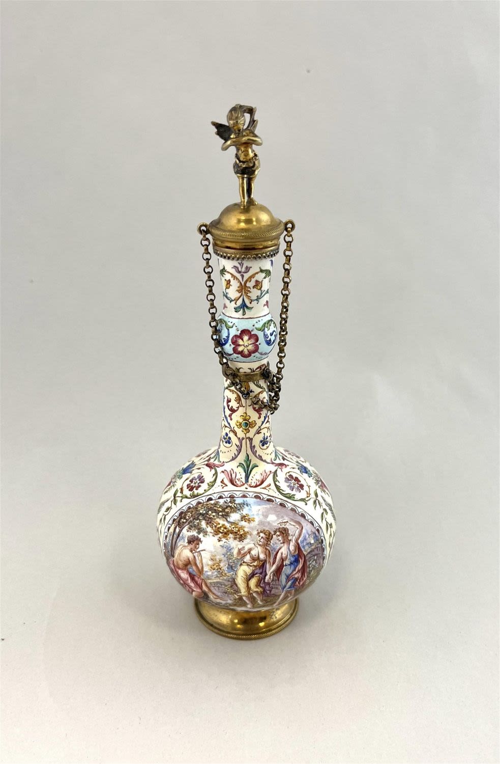 Lot 205: Tall Vienna enamel on copper perfume