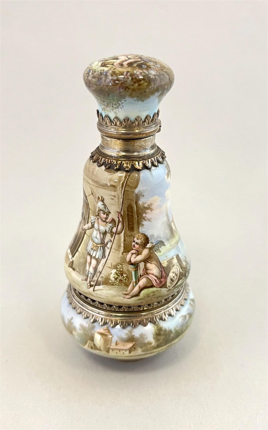 Lot 206: French enameled perfume and box