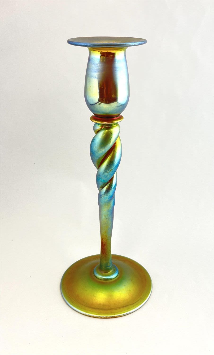 Lot 249: Steuben Gold twist stem candlestick