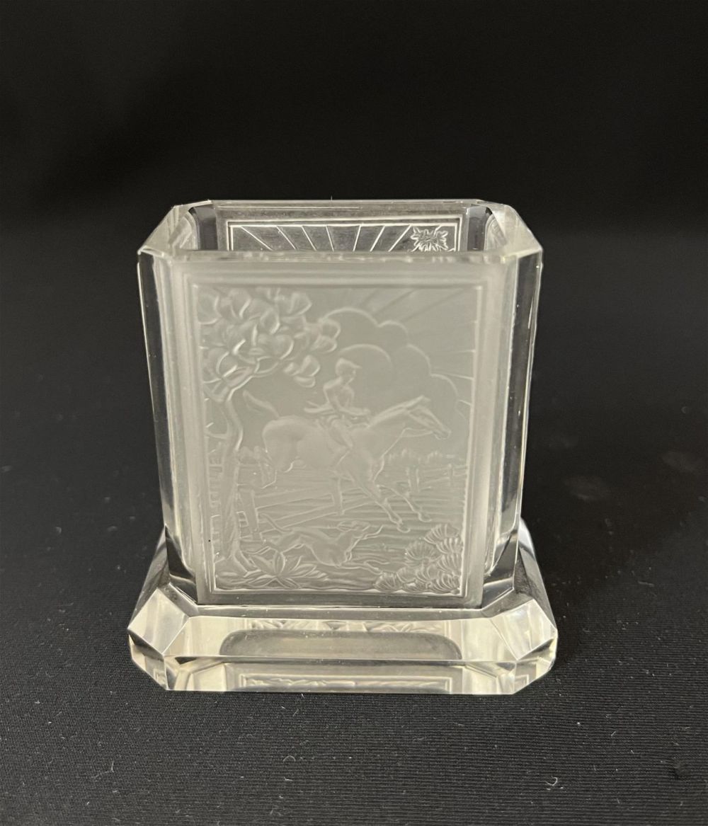 Lot 201: Lalique style glass toothpick holder