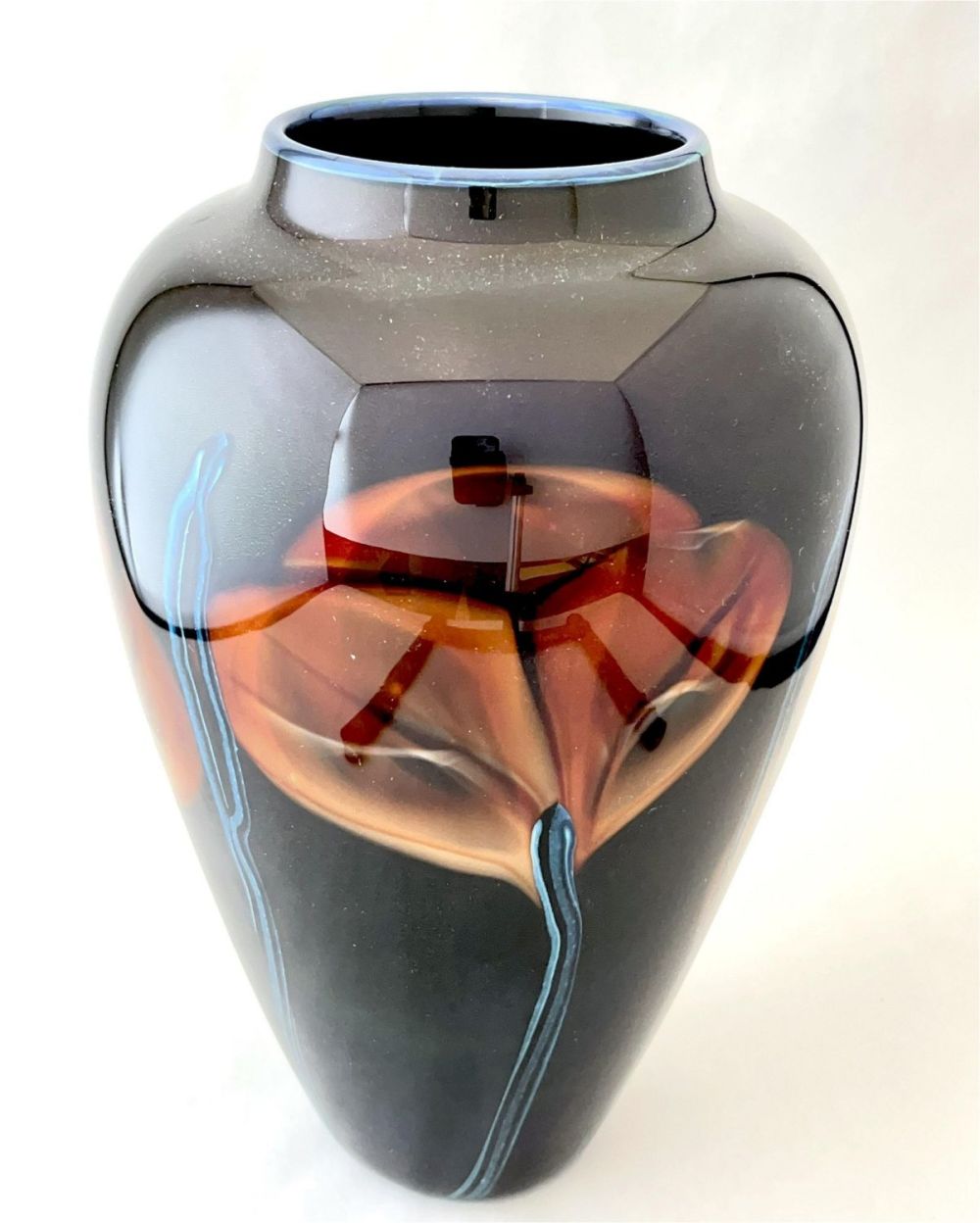 Lot 355: Satava black poppy glass vase