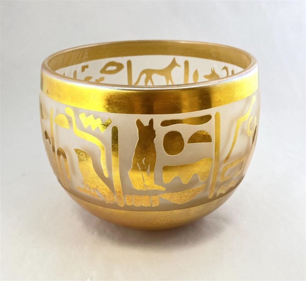 Lot 374: Correia Hieroglyphs art glass vase