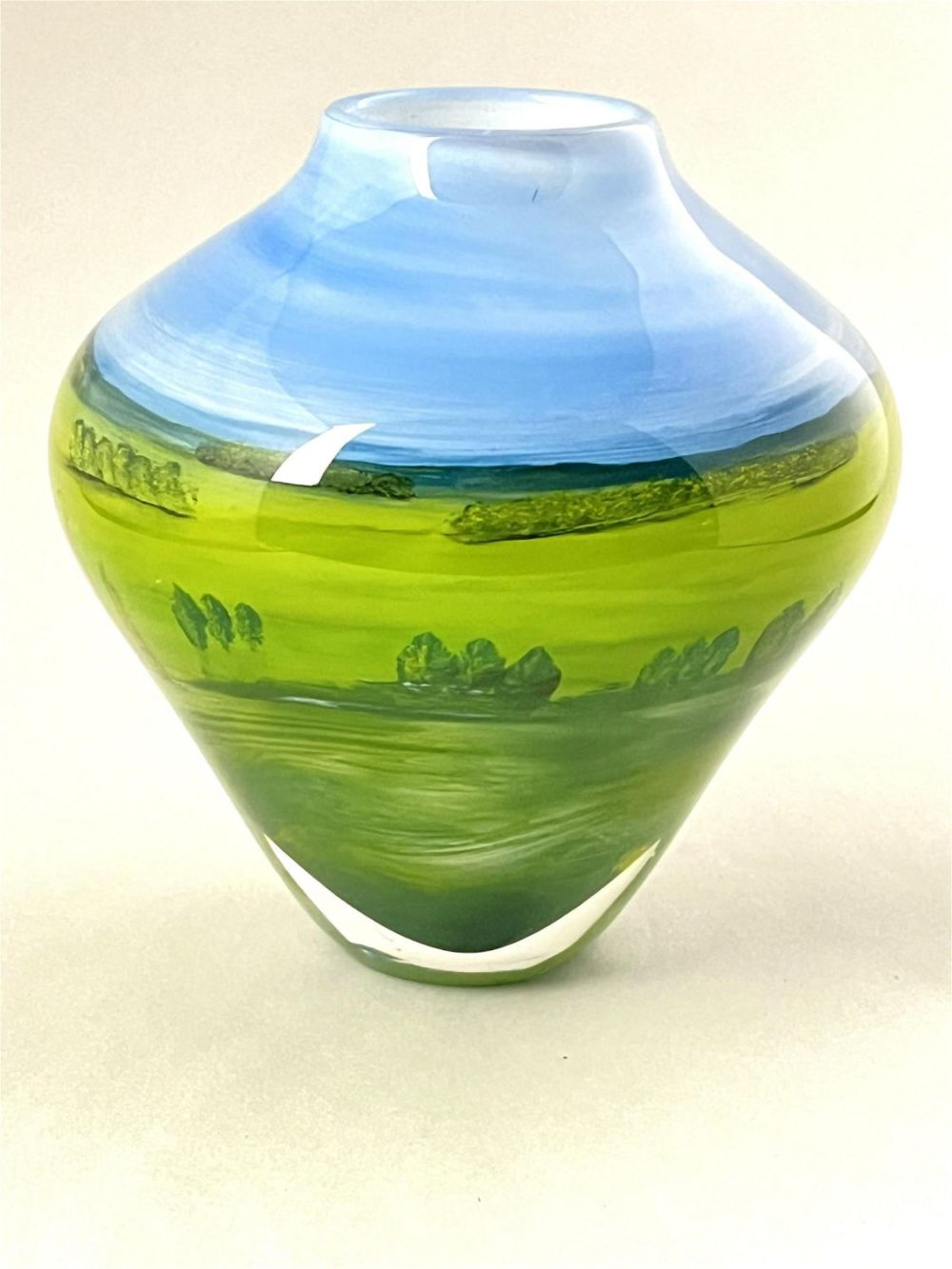 Lot 380: Wendy Bessett scenic glass vase