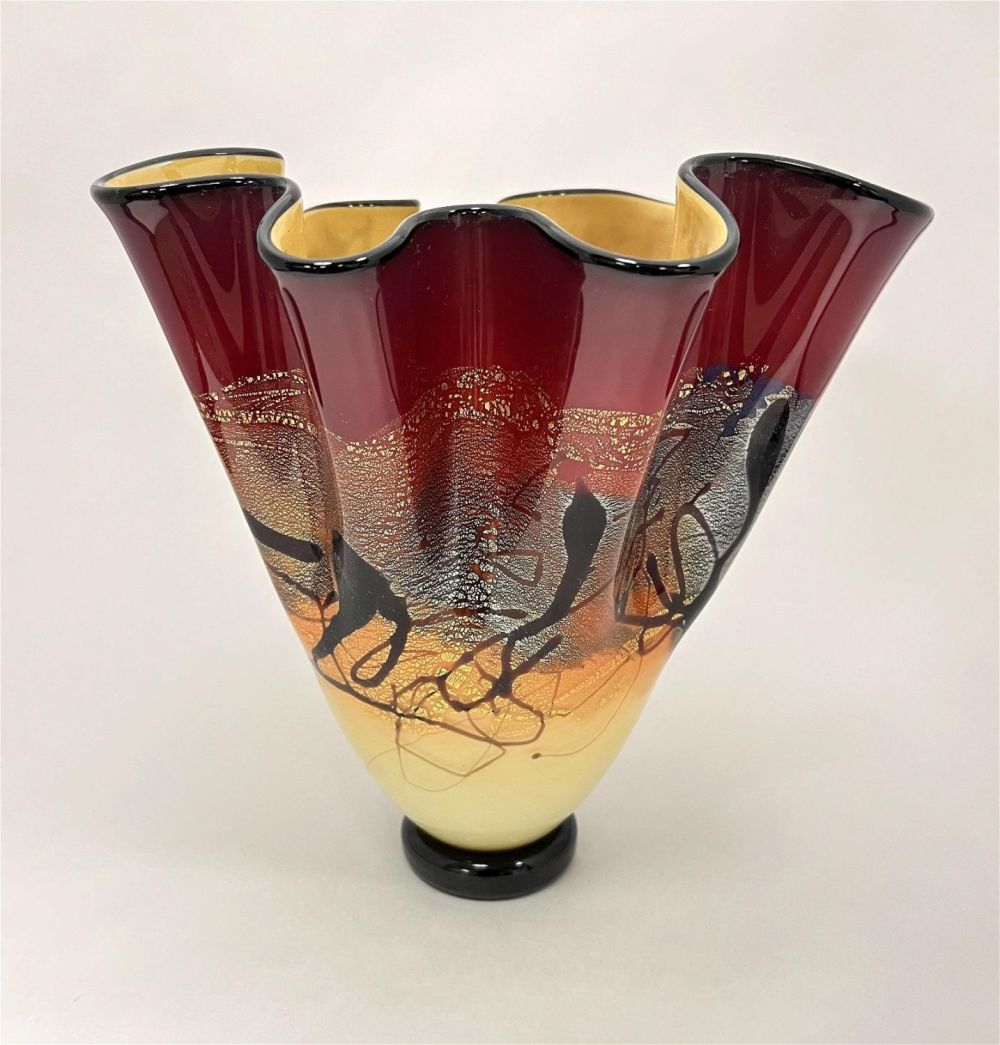 Lot 383: Nourot free form art glass vase