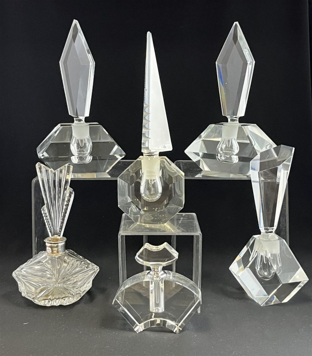 Lot 174: Six crystal perfume bottles