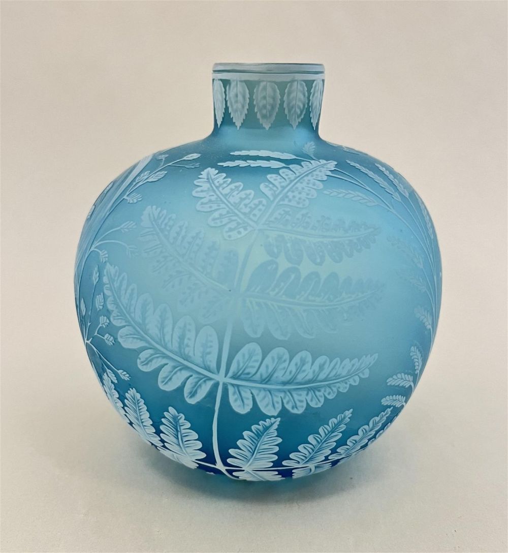 Lot 203: Blue Webb cameo glass vase
