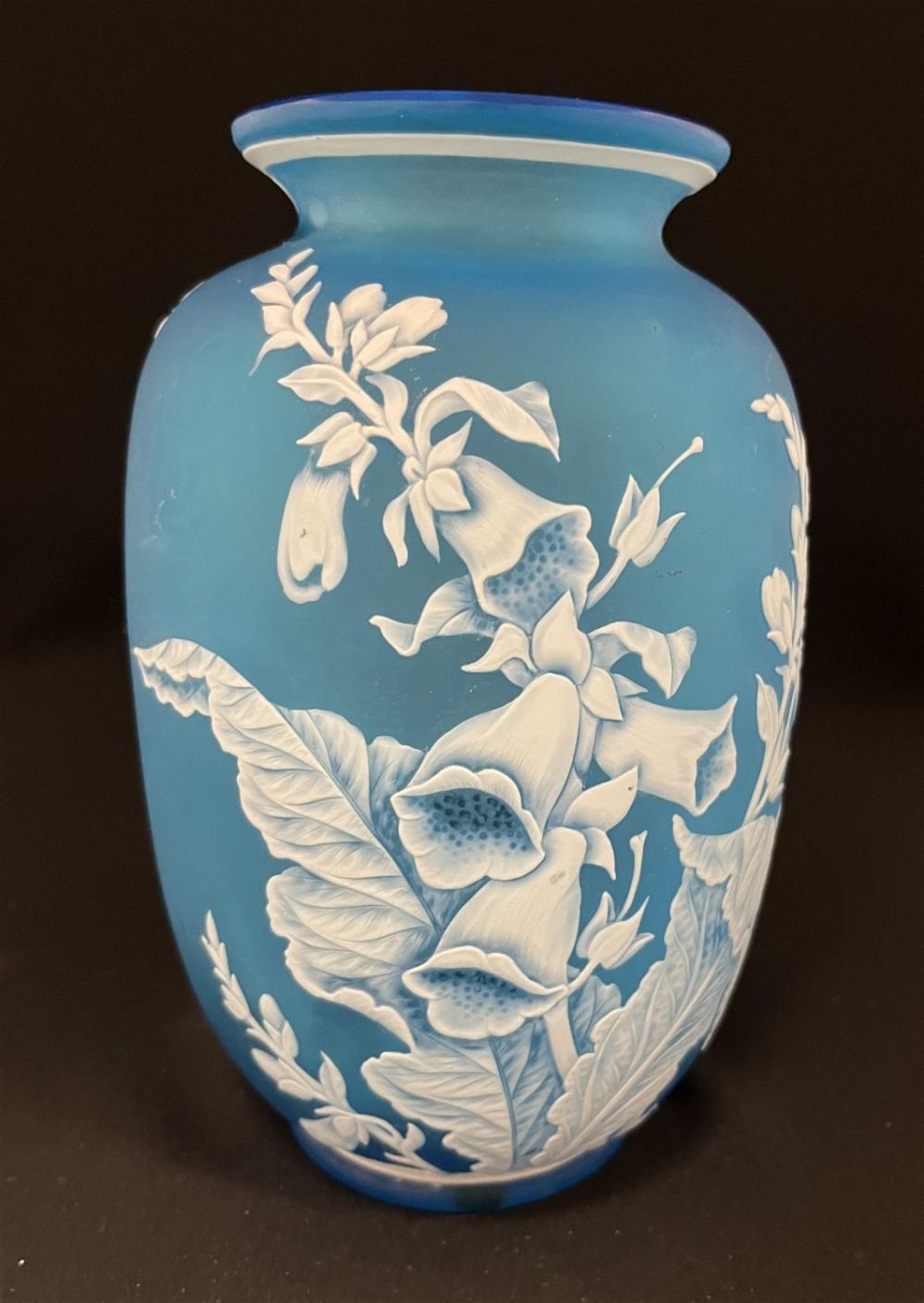 Lot 206: Webb Prussian blue cameo glass vase