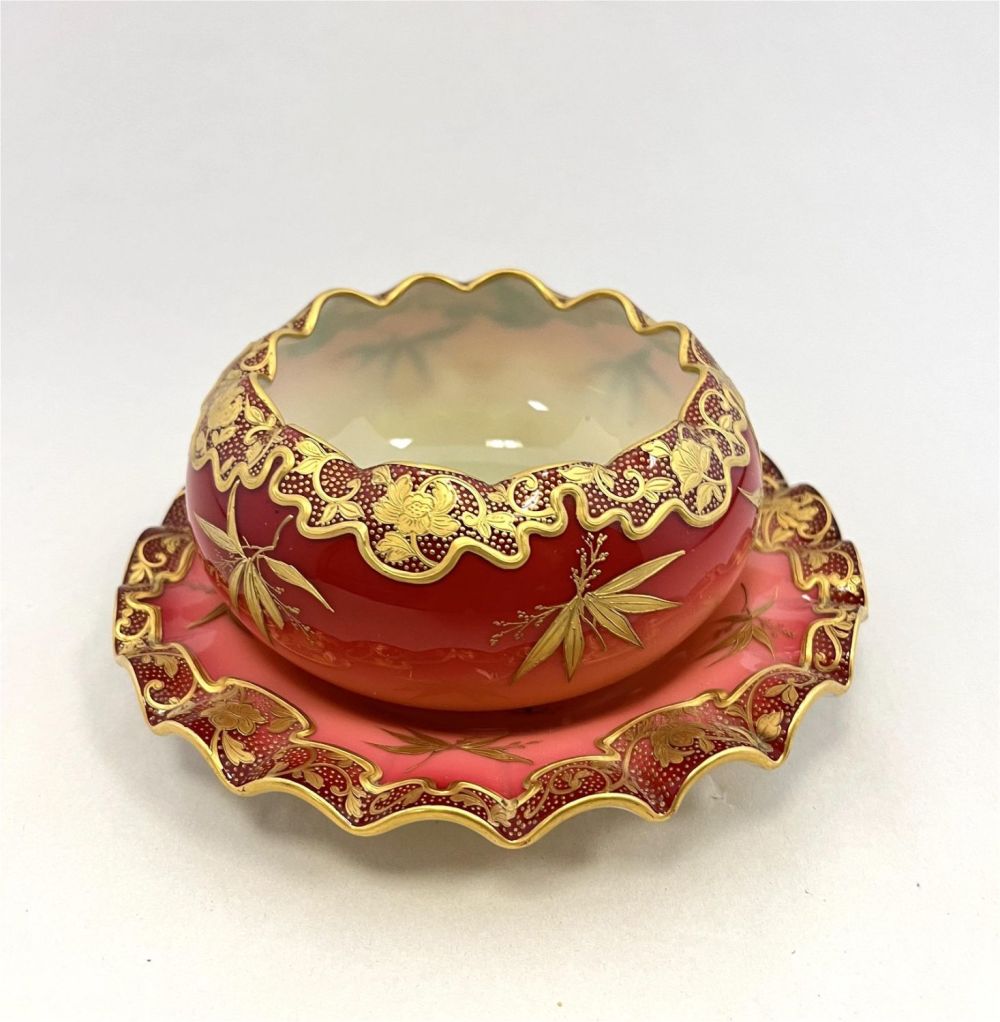 Lot 219: Webb Peachblow finger blow and plate