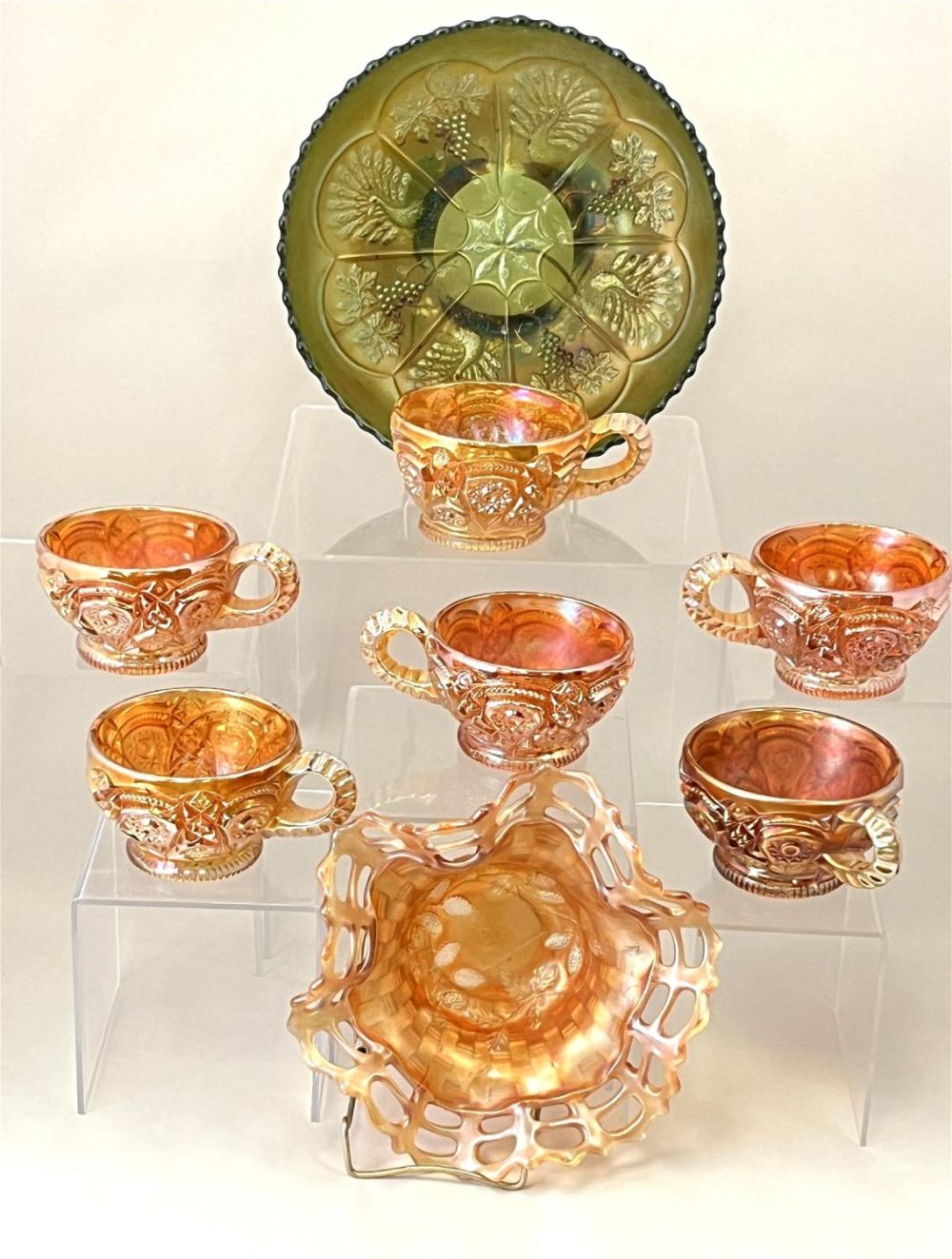 Lot 227: Group of carnival glass items