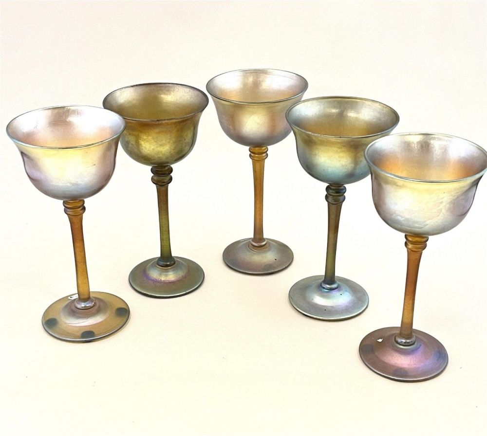 Lot 236: Set of five Tiffany goblets