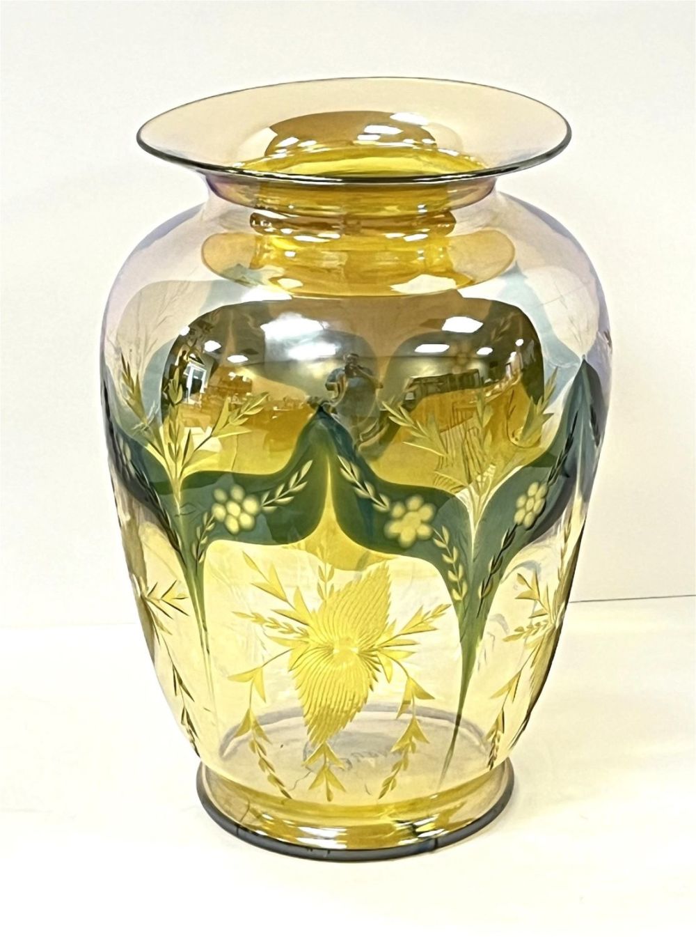 Lot 248: Massive Mirrored yellow Durand vase