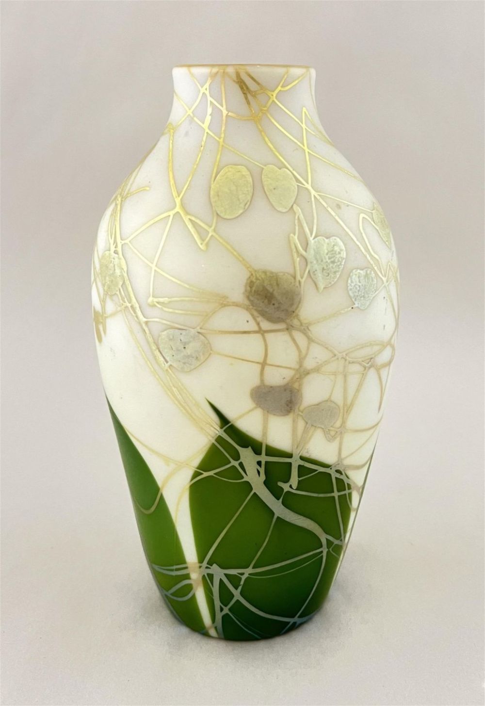 Lot 303: Steuben decorated green Aurene vase