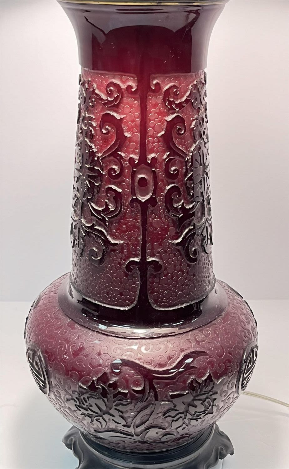 Lot 305: Steuben Plum Jade Lamp