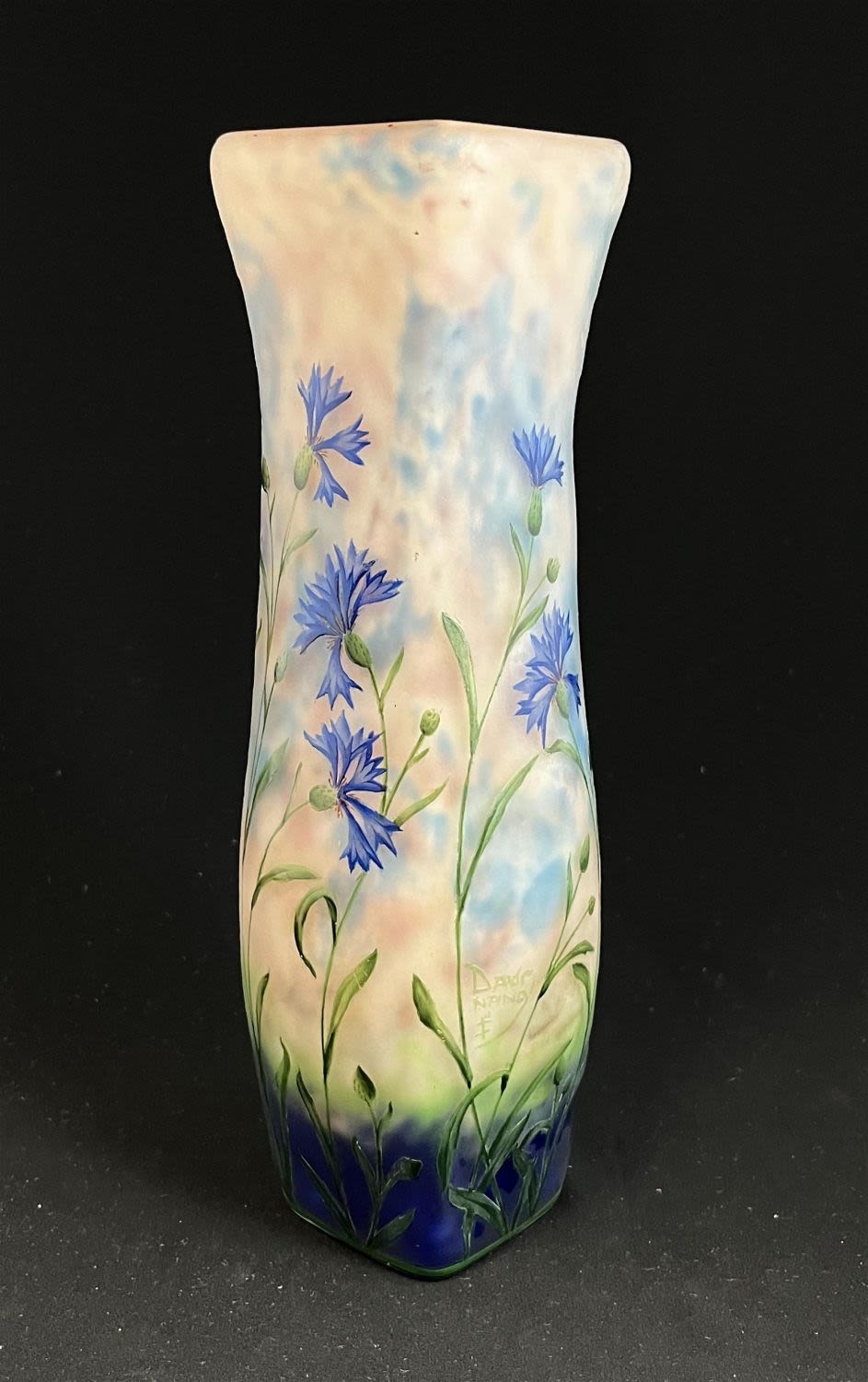 Lot 307: Daum corn flower cameo vase