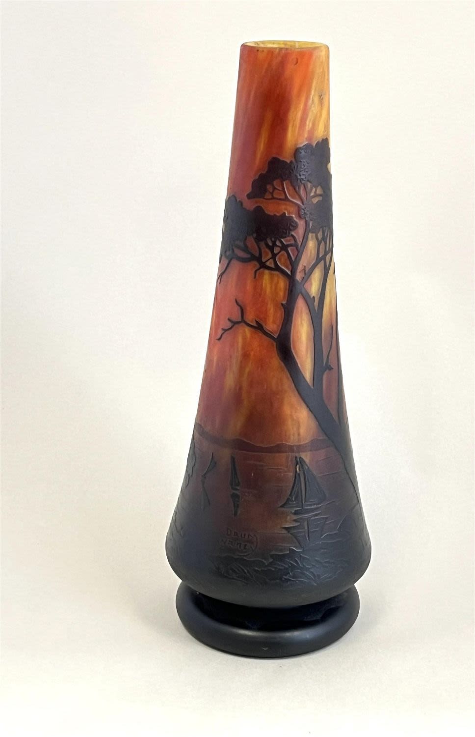 Lot 308: Daum lake scene cameo vase