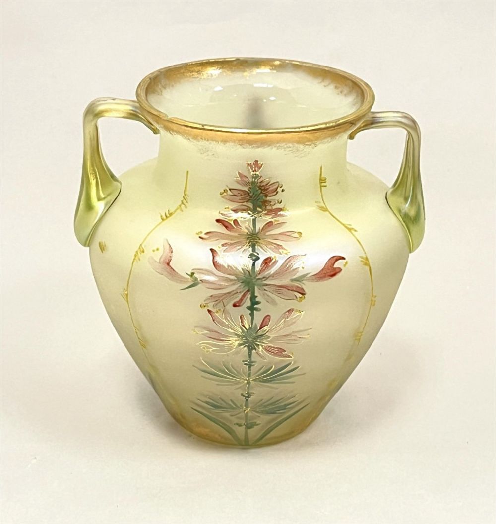 Lot 328: Loetz Arcadia two handle vase