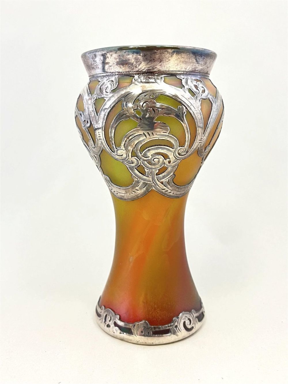 Lot 329: Loetz silver overlay glass vase