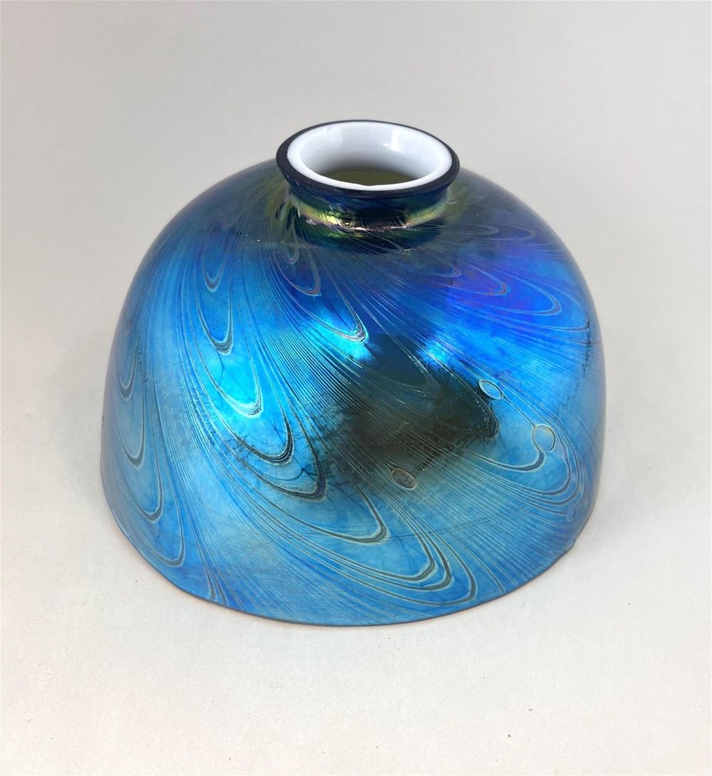 Lot 362: Iridescent blue art glass shade