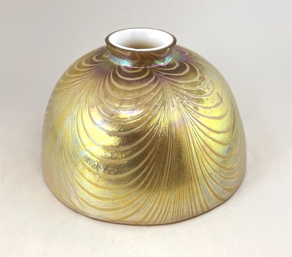 Lot 363: Iridescent gold art glass shade