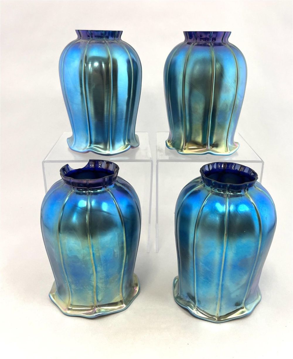 Lot 365: Four contemporary blue ribbed shades