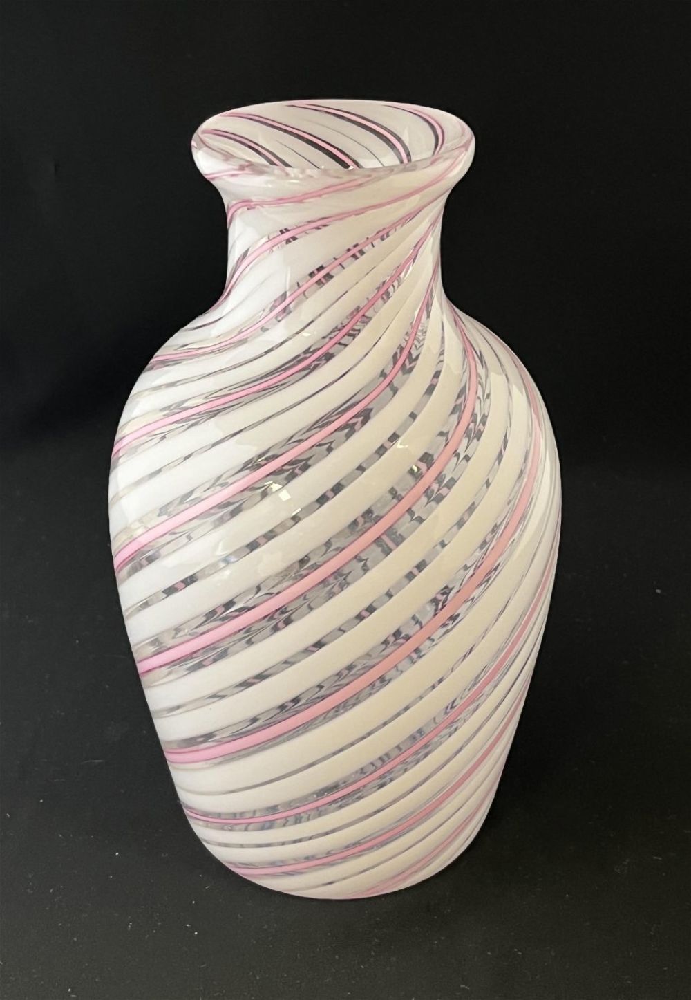 Lot 368: Peppermint striped glass vase